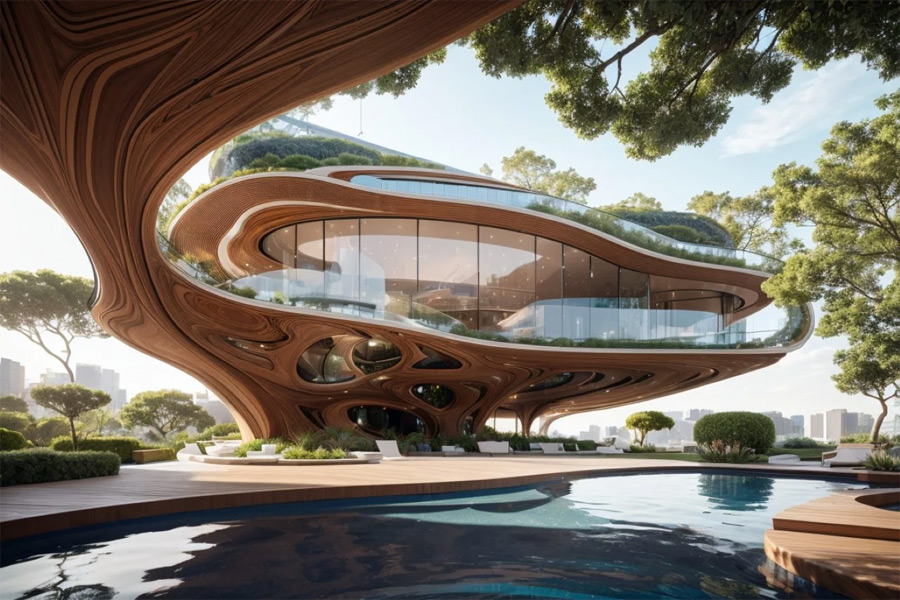 Nature-Inspired House 'Wooden Egg' by Shoaib Sha