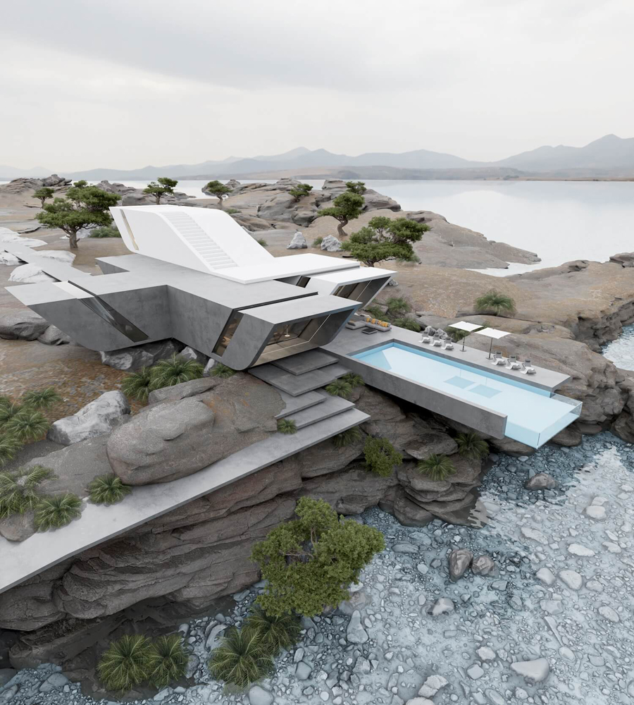 Innovative Concrete Island Villa by Bahman Behzadi