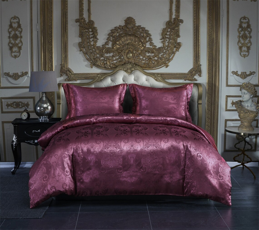 Burgundy Silk-like Shiny Duvet Cover