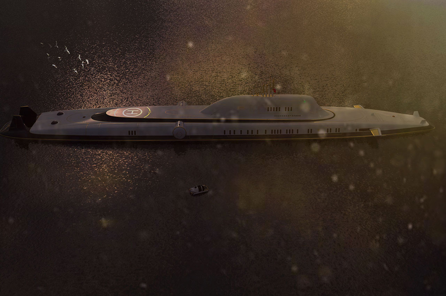 Ultra Luxurious Private Submarine with Helipad