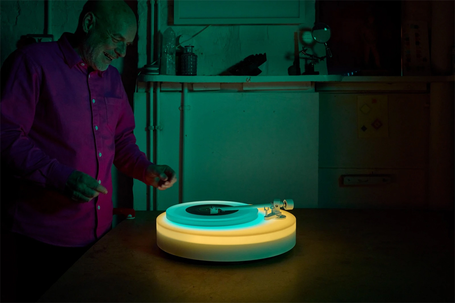Brian Eno's Turntable II Illuminates with Acrylic Neon Lights During Play