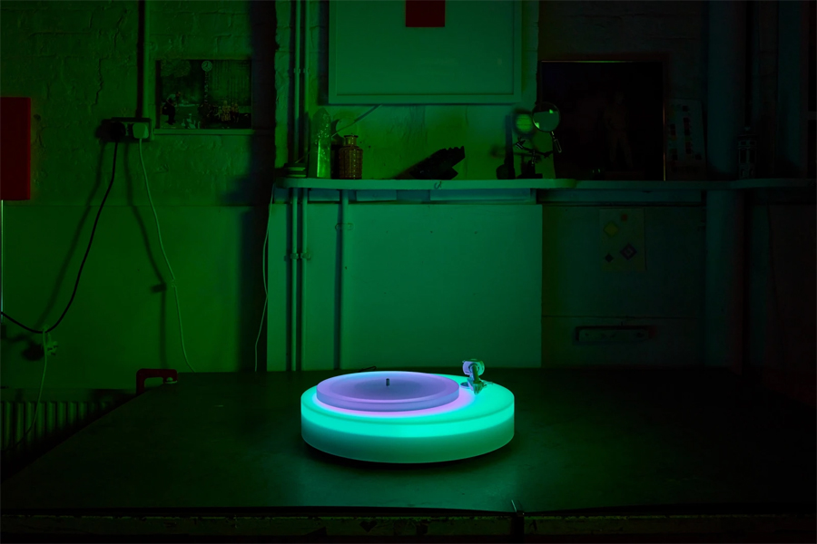 Brian Eno's Turntable II Illuminates with Acrylic Neon Lights During Play