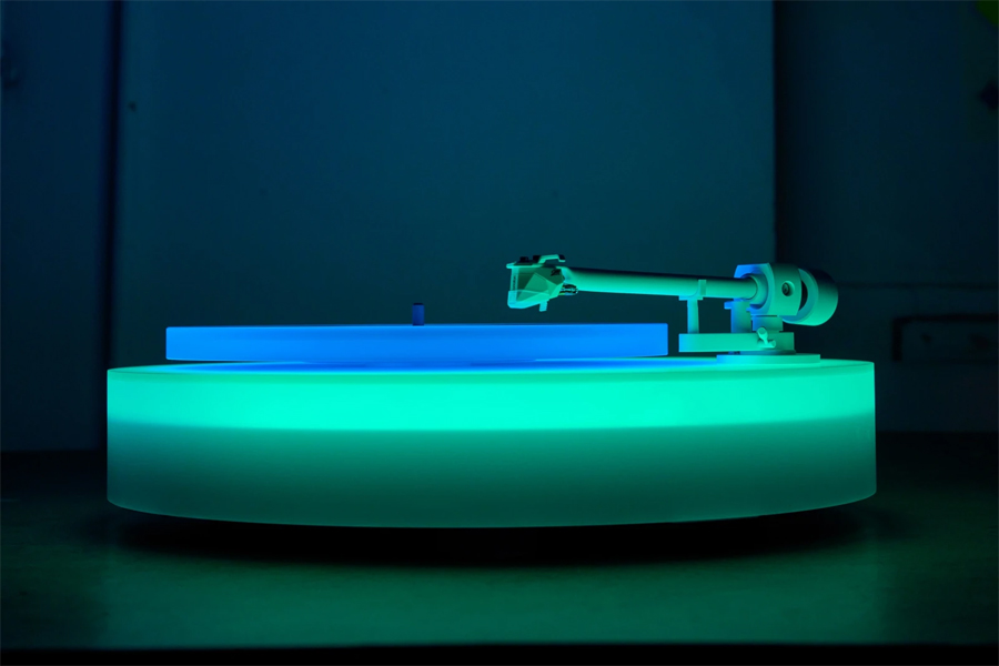 Brian Eno's Turntable II Illuminates with Acrylic Neon Lights During Play