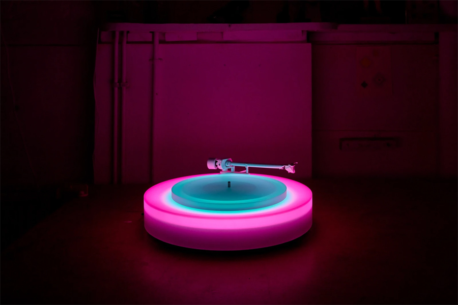 Brian Eno’s Turntable II Illuminates with Acrylic Neon Lights During Play