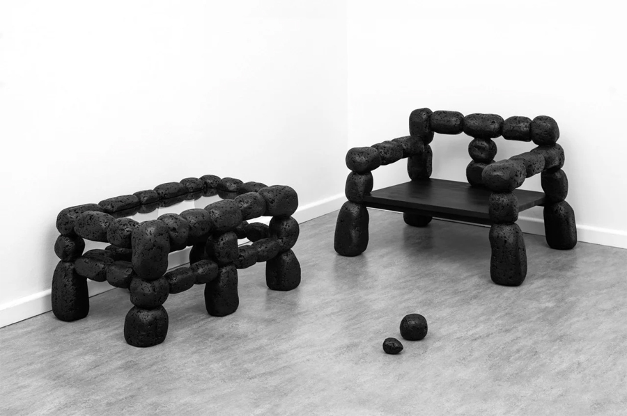 Modern Furniture from Hand-Carved Black Volcanic Stone