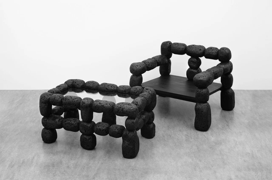 Modern Furniture from Hand-Carved Black Volcanic Stone