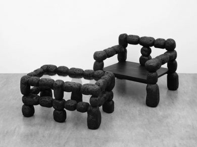 Modern Furniture from Hand-Carved Black Volcanic Stone