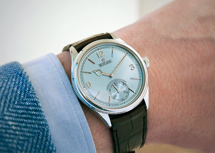Rolex Perpetual 1908 in Platinum with Guilloché dial