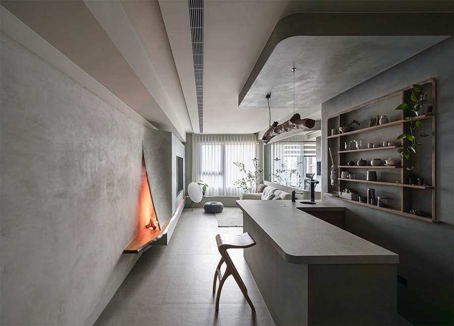 Minimalist and Creative Faux Fireplace by Wei Feng Design Studio