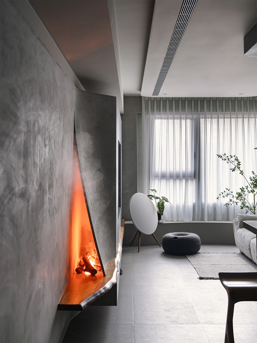 Minimalist and Creative Faux Fireplace by Wei Feng Design Studio