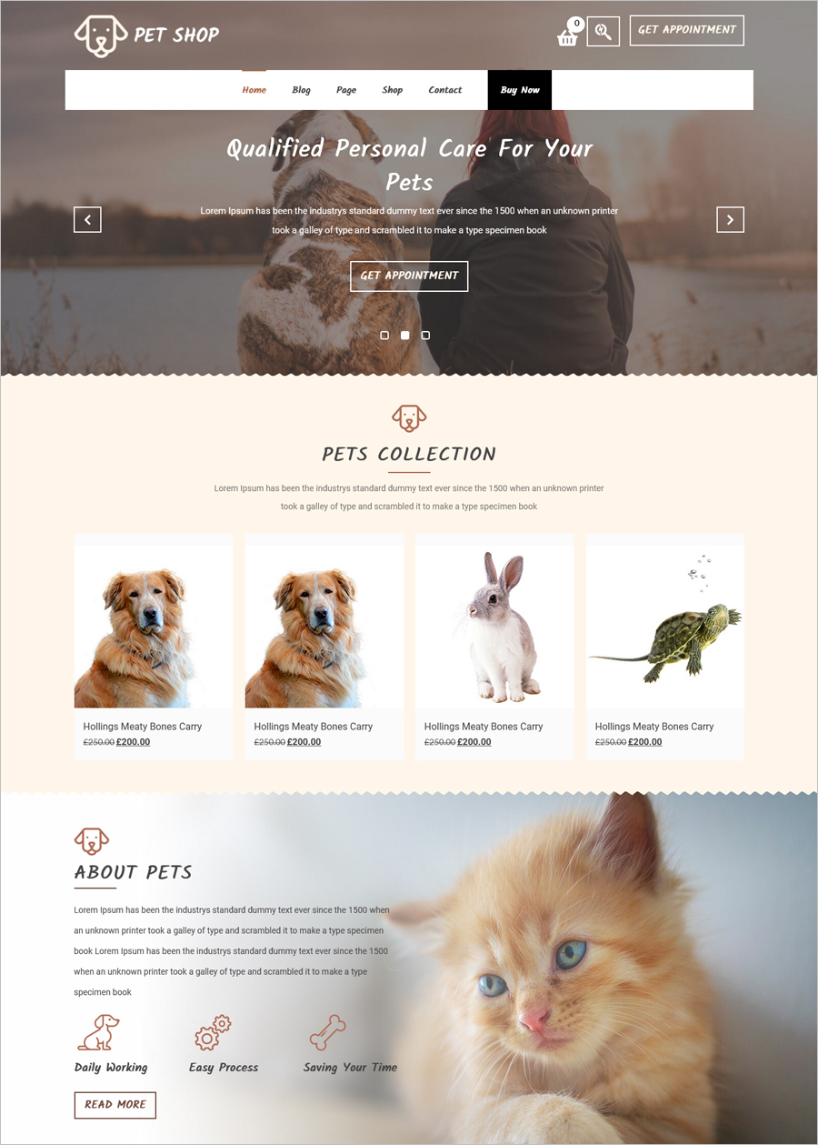 Free Veterinary Pet Care WordPress Theme