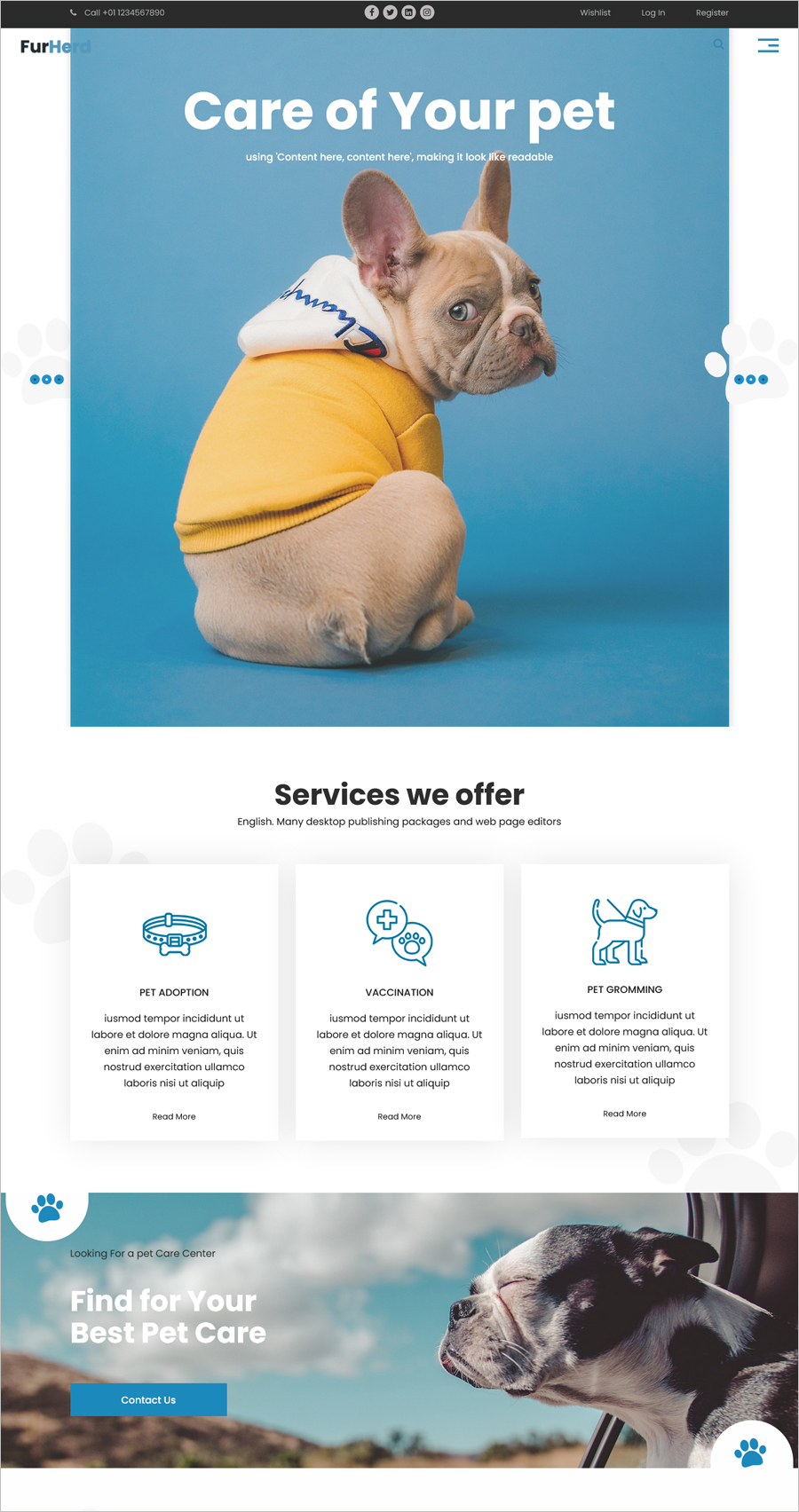 Free Pet Care Website Template