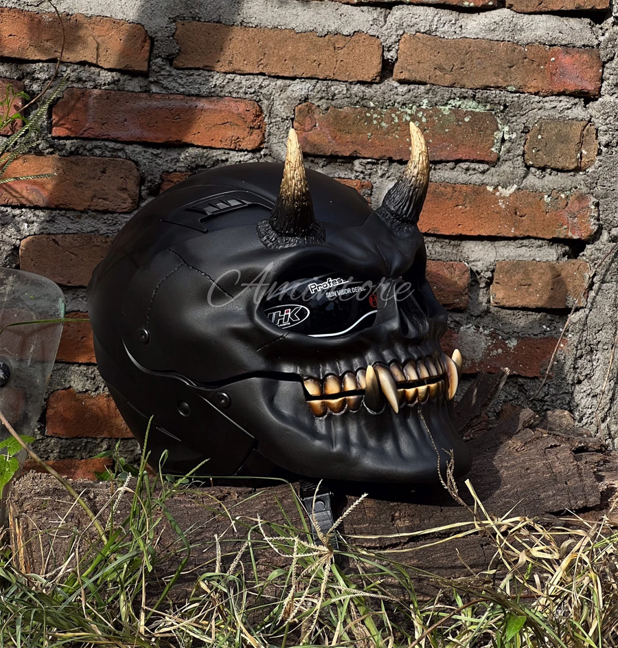 Black Demon Skull Motorcycle Helmet