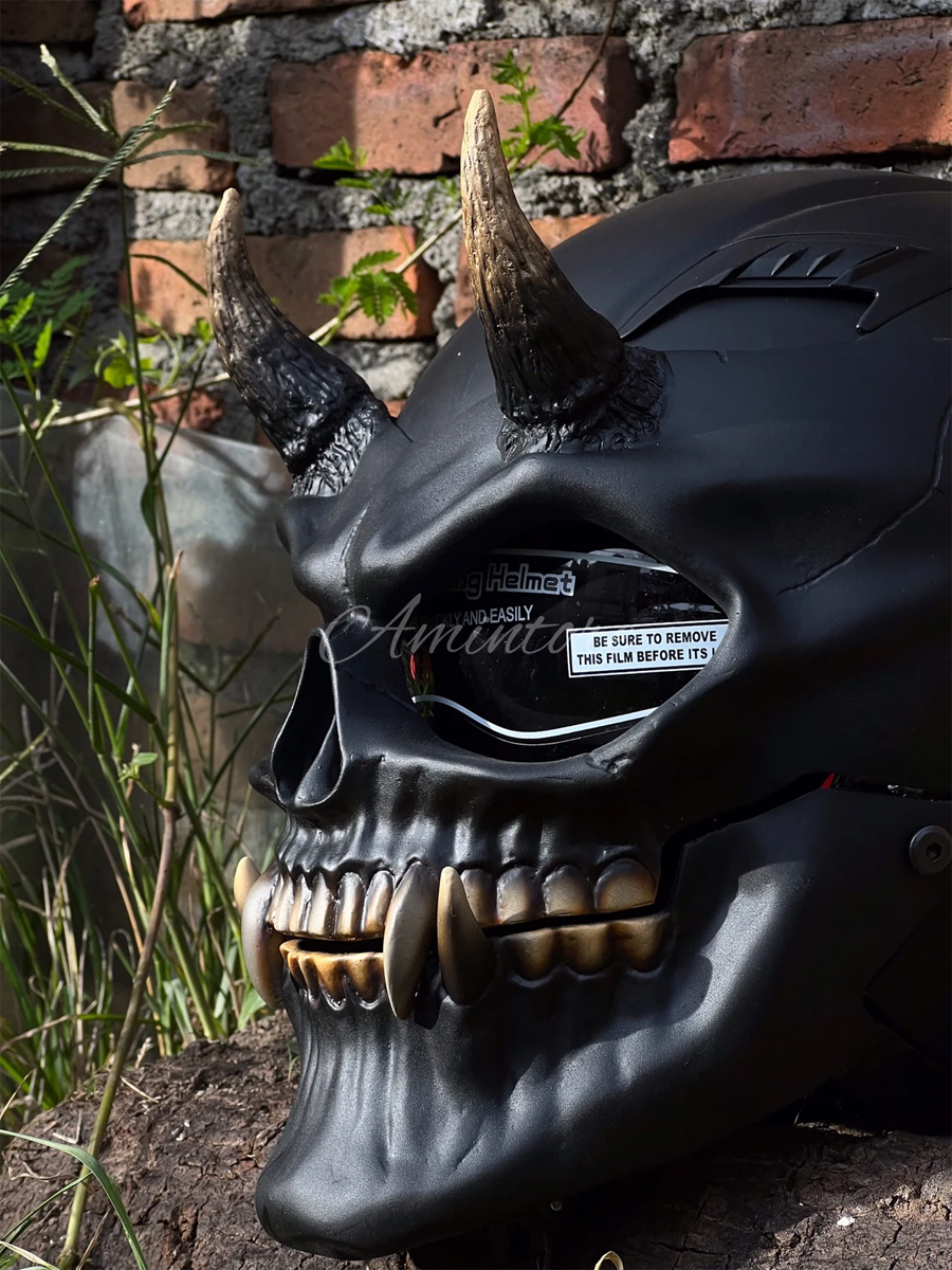 Black Demon Skull Motorcycle Helmet