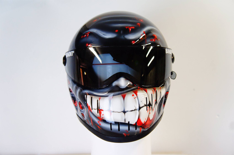 Smiley Face motorcycle helmets by Blaze Art Works