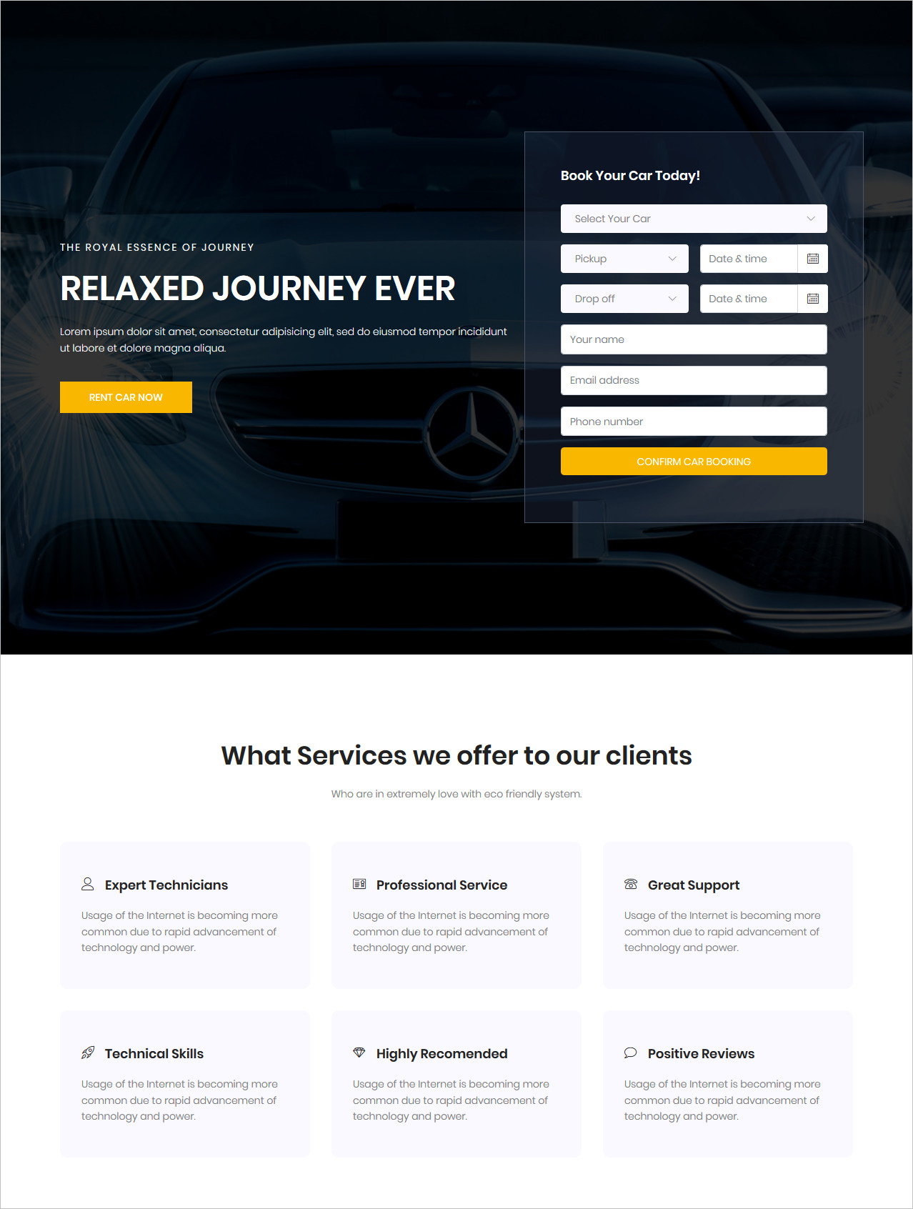 Free Car Booking WordPress Theme