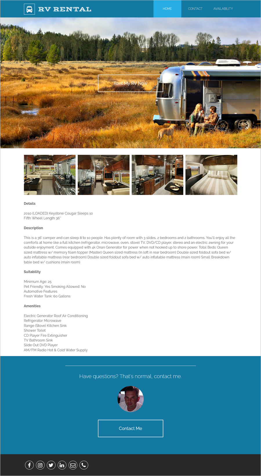 Free RV Rental Website Template