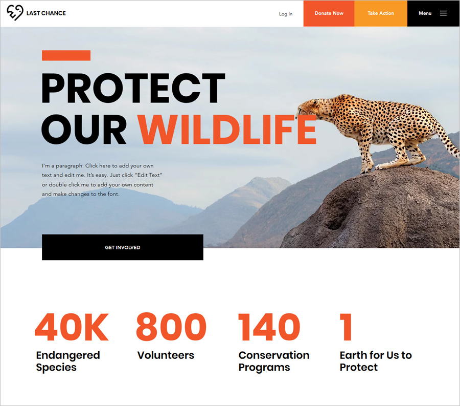 Free Wildlife Conservation Website Template