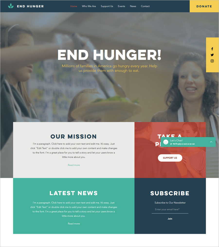 Free Food Charity Website Template
