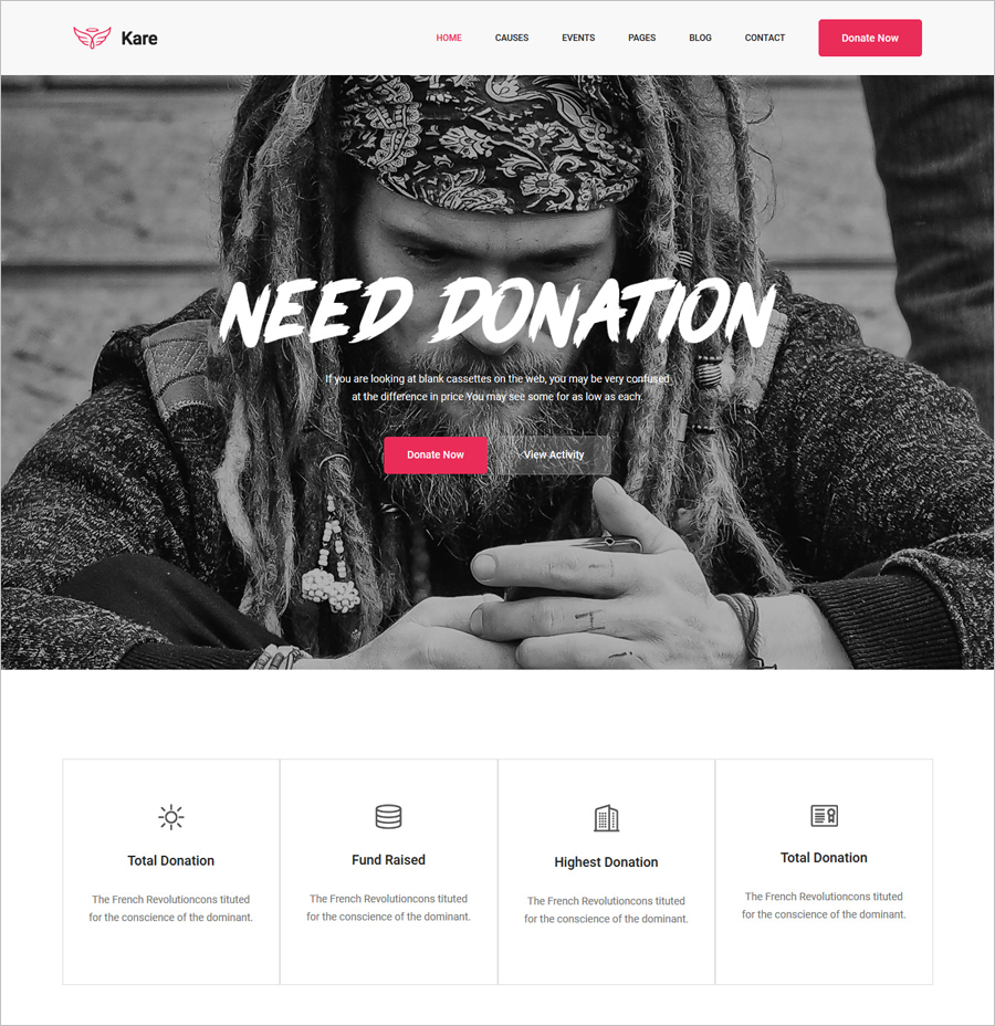 Free Kare NGO Website Template