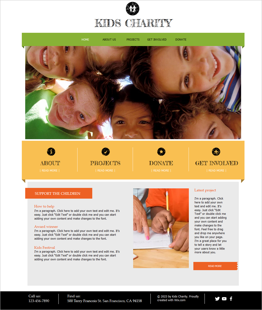 Free Kids Charity Website Template