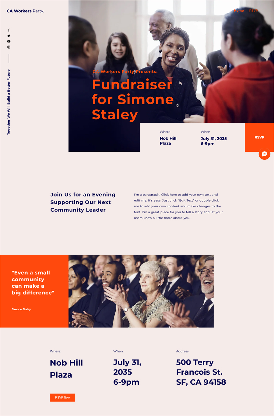 Free Political Fundraiser Website Template