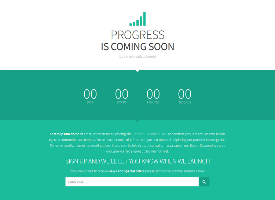 Free Coming Soon Template with Sign Up Newsletter and Countdown Timer