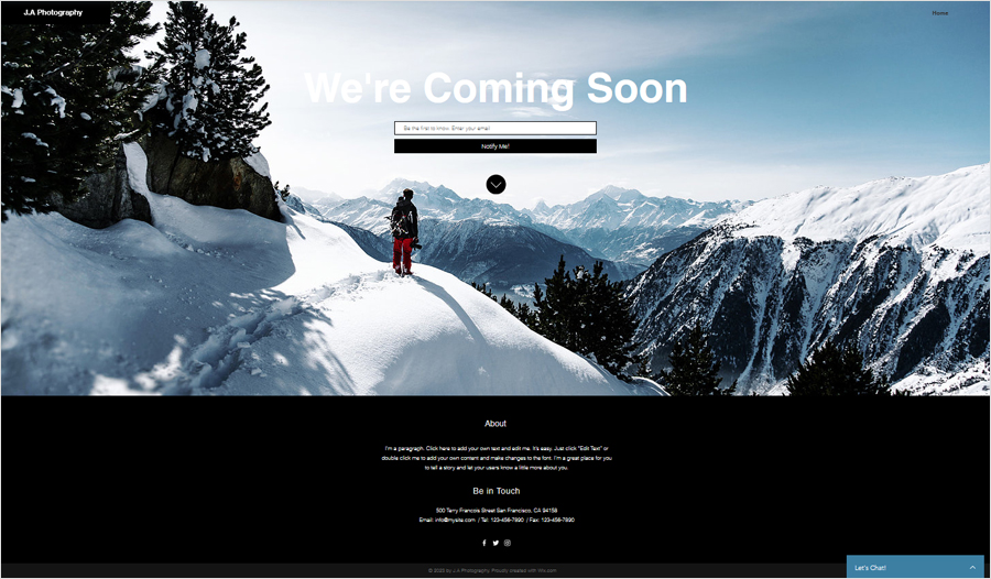 Free Photography Coming Soon Website Template