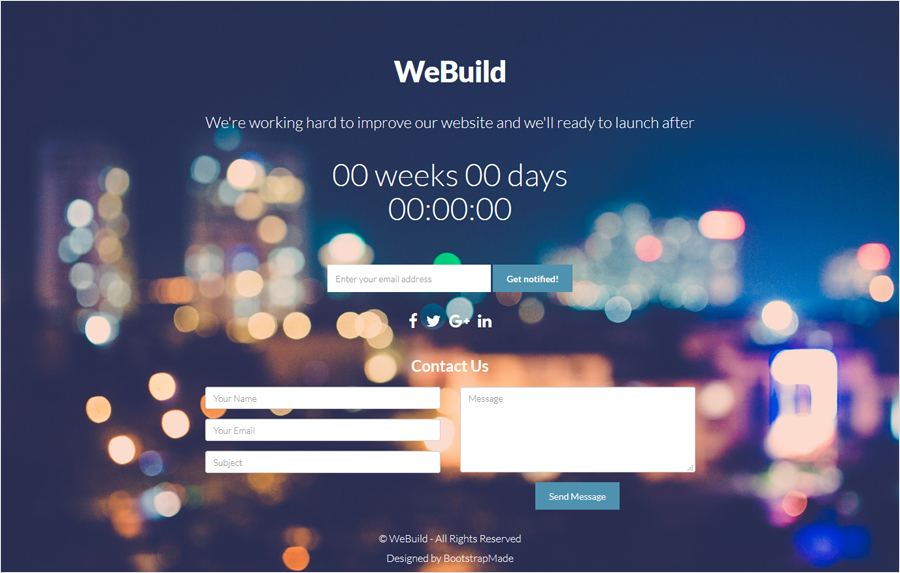 Free Bootstrap 4 Coming Soon Template with Contact Form