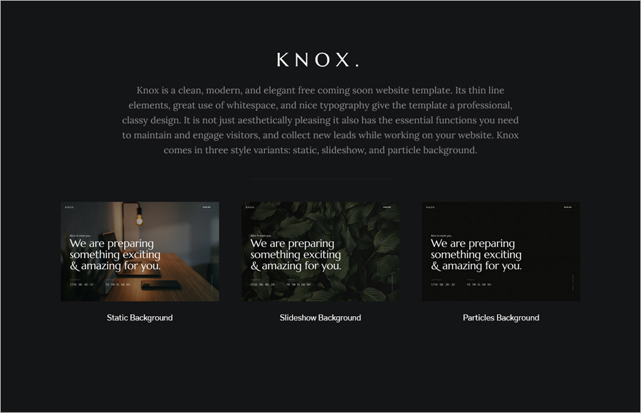 Free Knox Coming Soon One Page Template