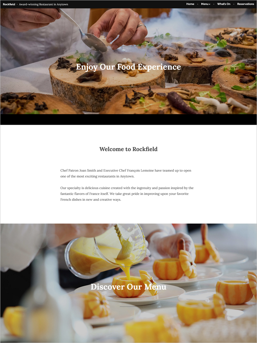 Free Rockfield Restaurant WordPress Theme