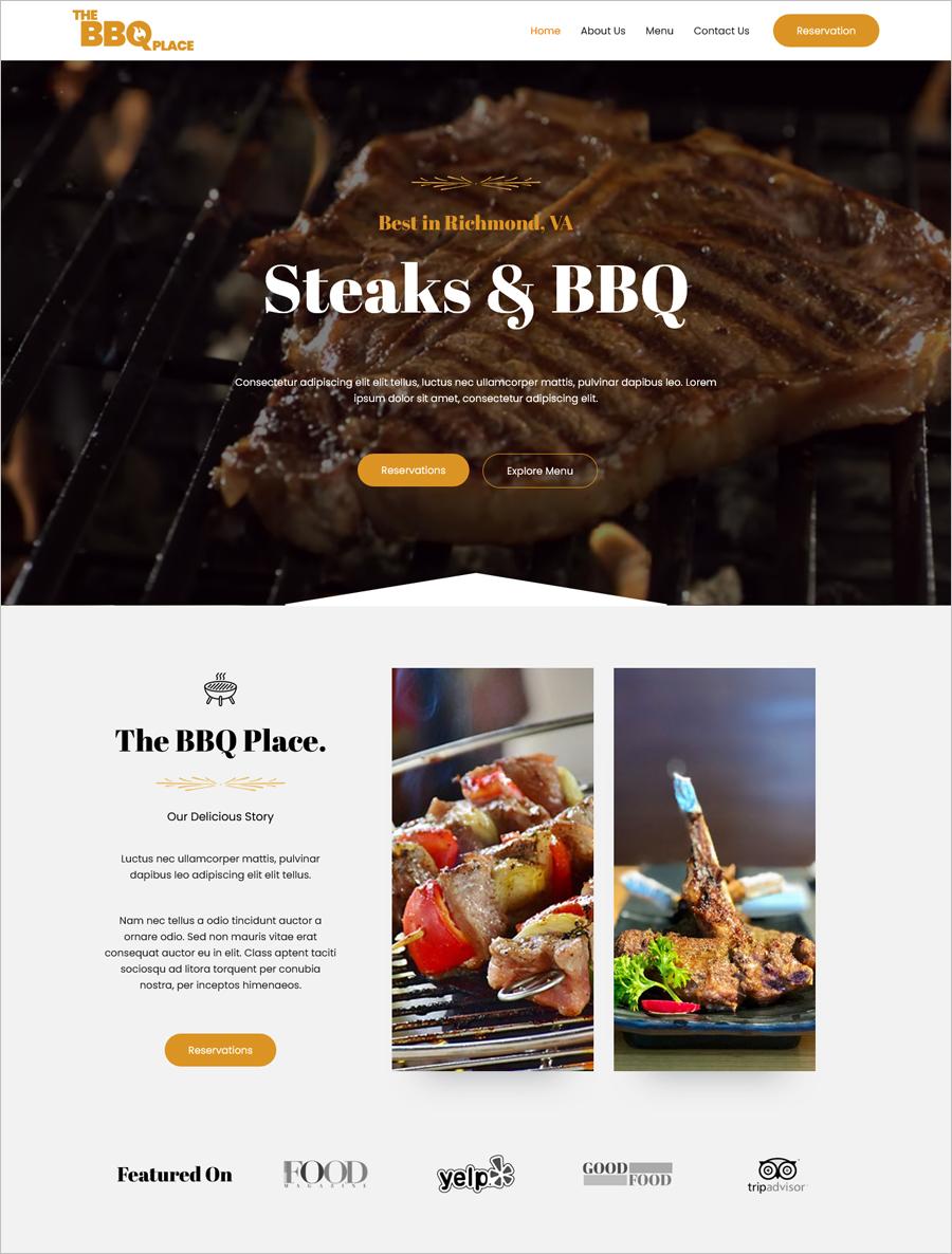 Free BBQ Restaurant Website Template