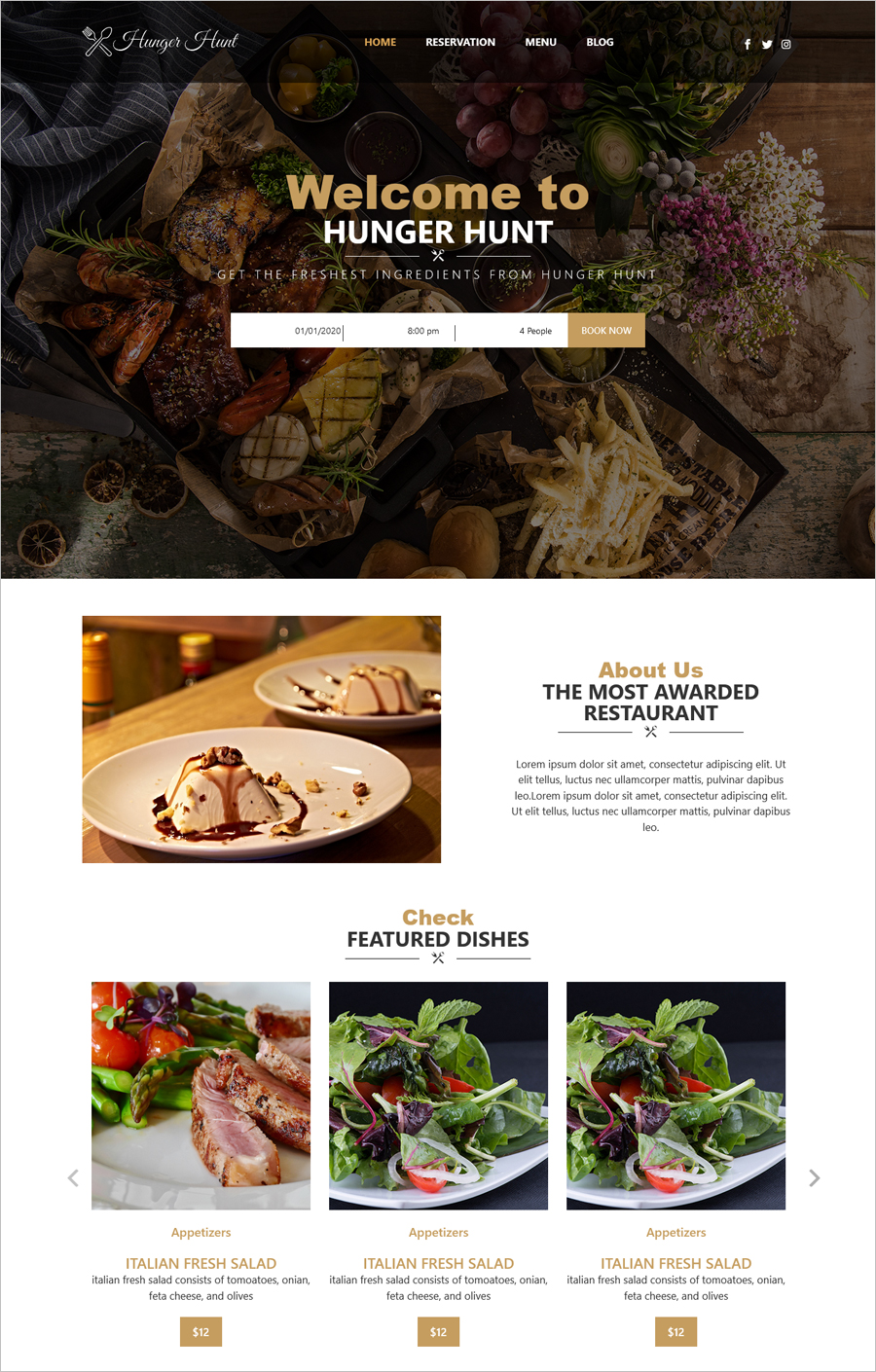 Free HungerHunt Free Responsive CSS Template