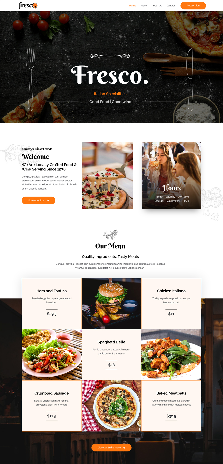 Free Italian Restaurant Website Template