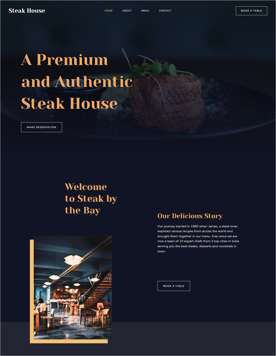 Free Steak House Website Template