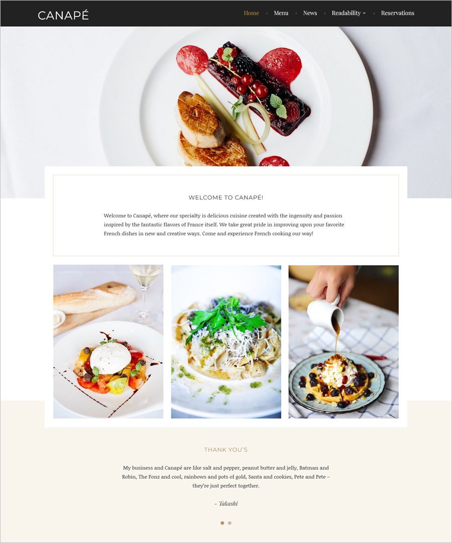 Free Canape WordPress Theme