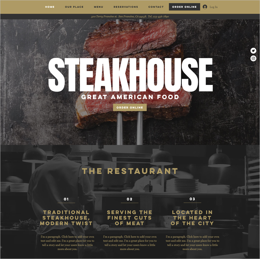 Templat Situs Web Restoran Steak Gratis
