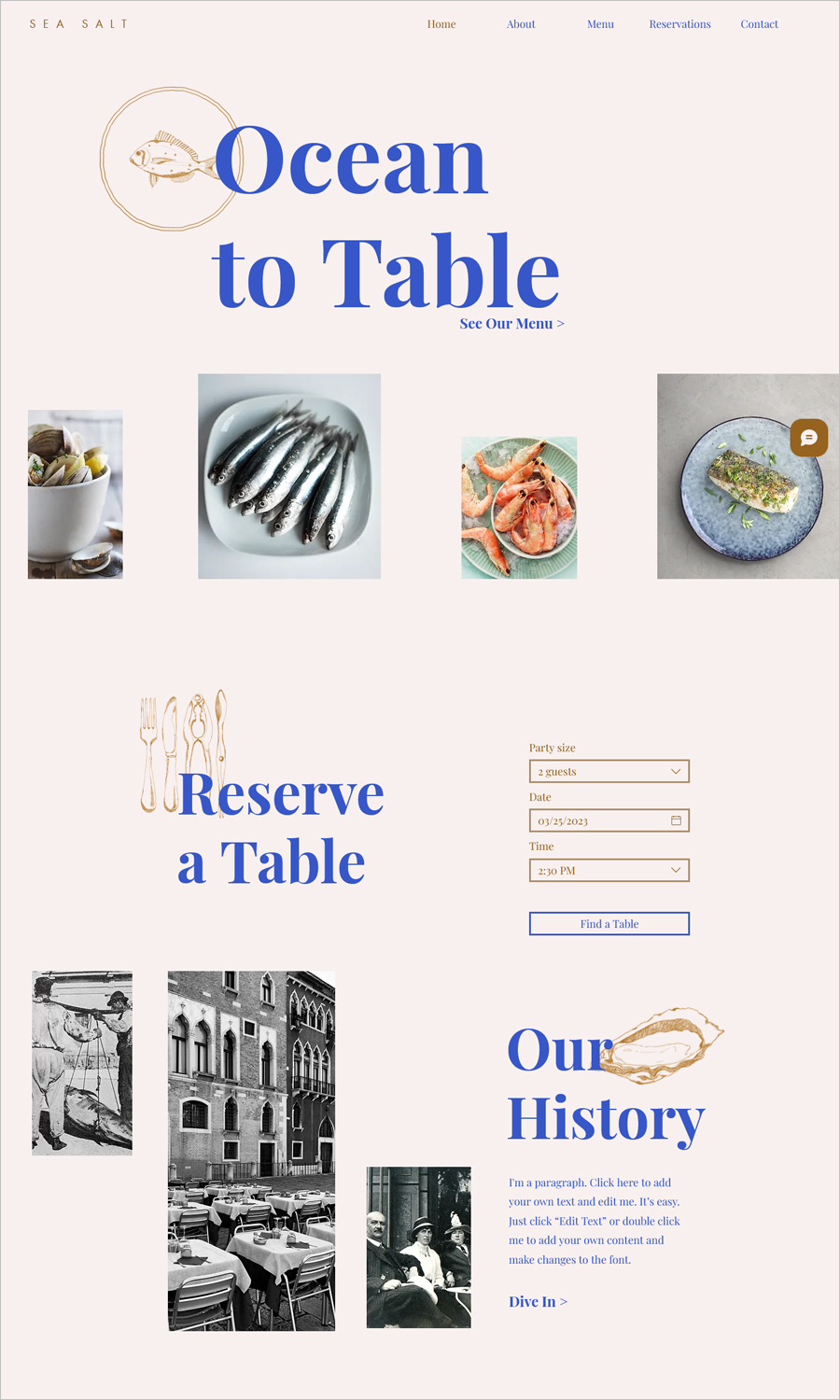 Free Seafood Restaurant Website Template