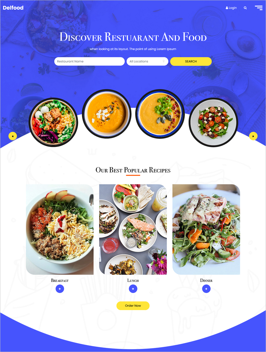 Free Delfood Bootstrap 4 HTML5 Restaurant Website Template