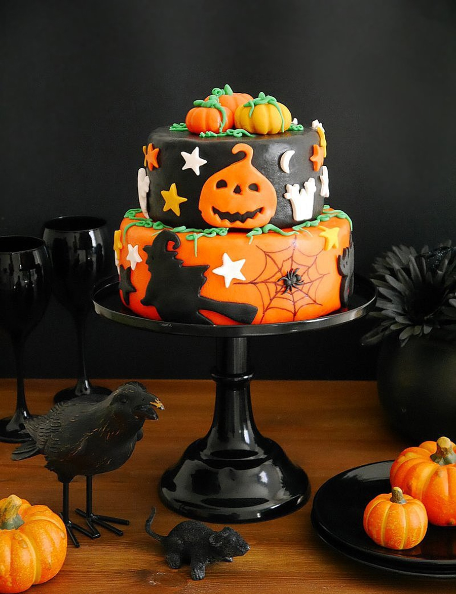 Super Easy Two-Tier Halloween Cake