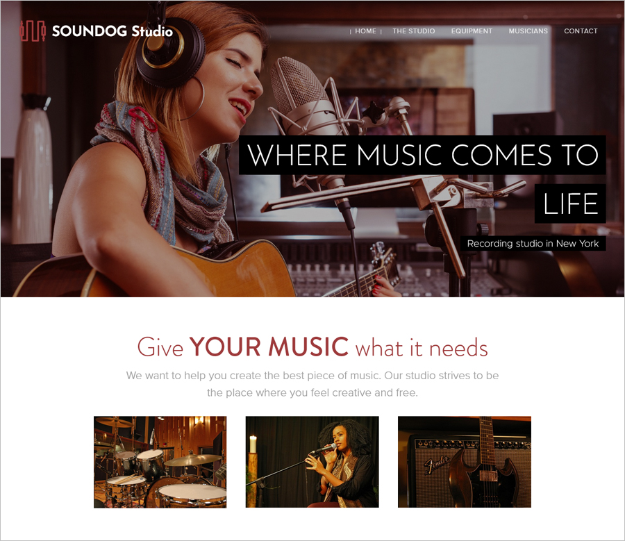 Free Music Studio Website Template