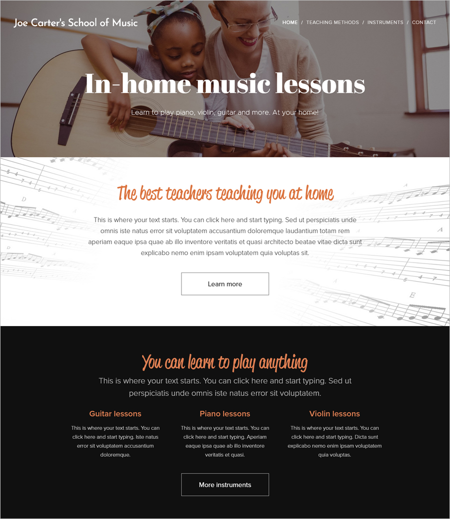 Free Music School Website Template