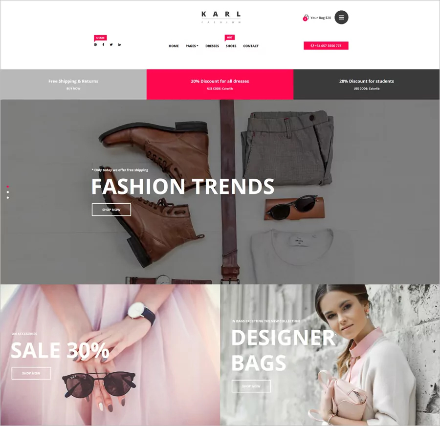 Karl - Free HTML5 Responsive Templates for Clothing Store