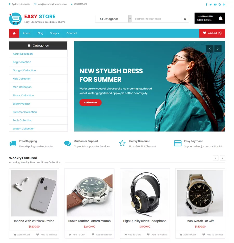 Easy Store - Free SEO friendly WooCommerce Theme