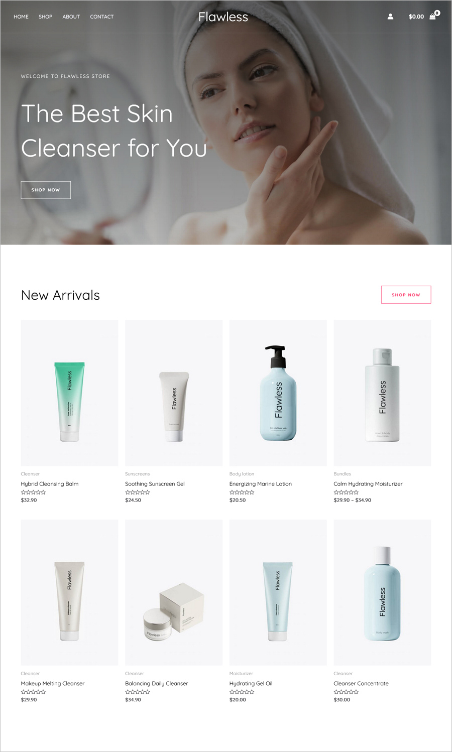 Flawless - Free Skin Cleanser E-commerce Template