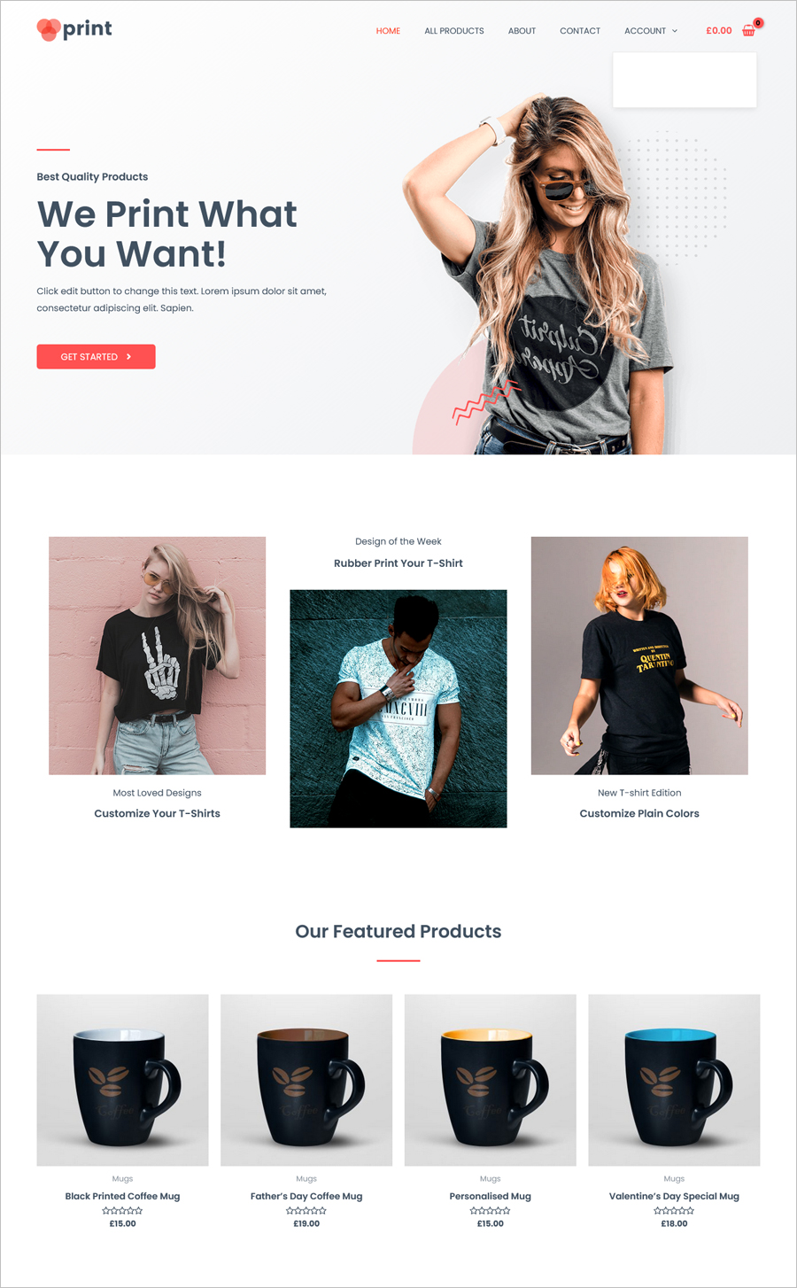 Custom Print - Free Online Store WordPress Theme