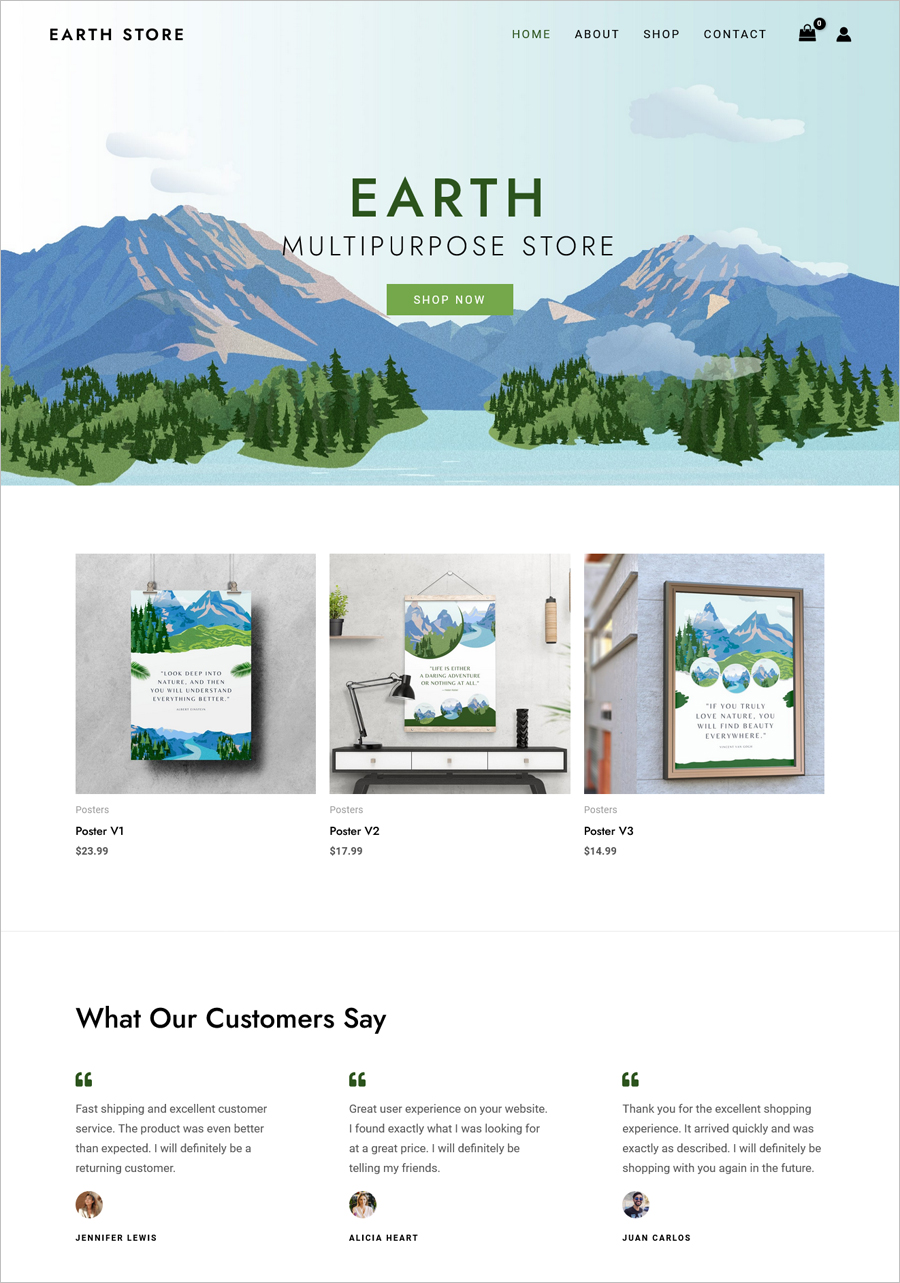 Planet Earth Store - Free Online Store WordPress Theme