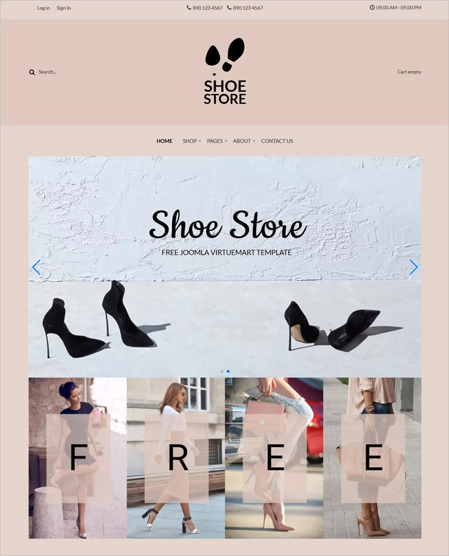 Shoe Store - Free VirtueMart 3 Online Shopping Template