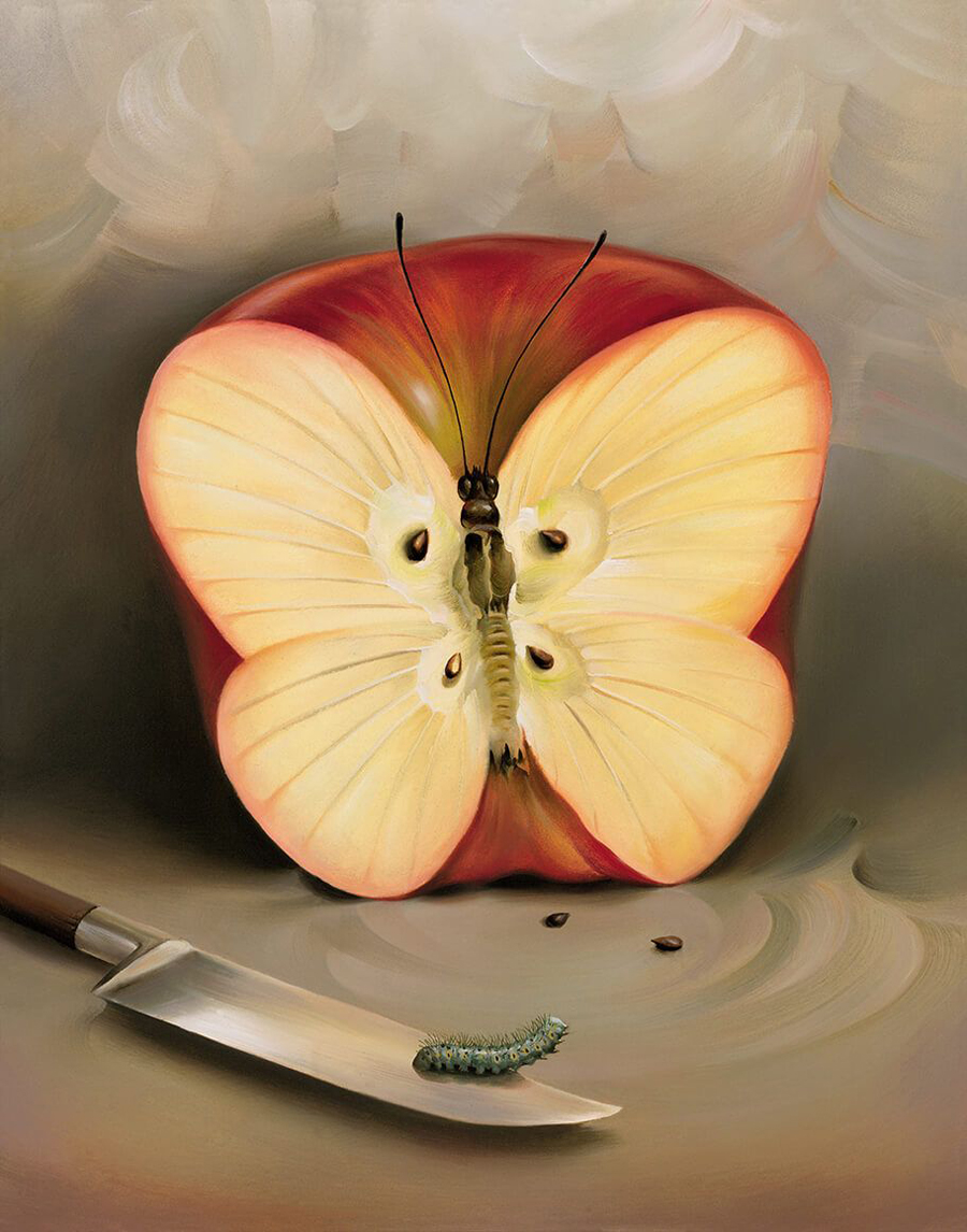 Butterfly Apple Vladimir Kush painting