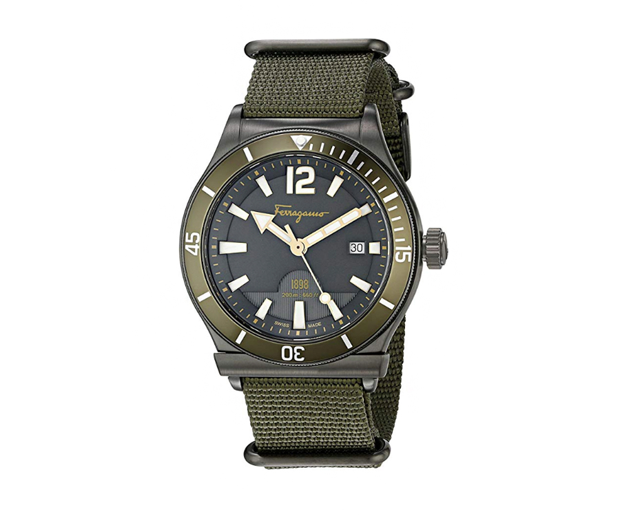 Salvatore Ferragamo 1898 Sport with Olive Green Bezel